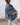 Chaqueta italiana mezclilla oversize con desflecados azul gastado