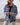 Chaqueta italiana mezclilla oversize con desflecados azul gastado